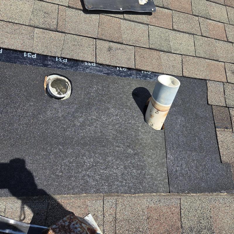 Pipe boots and shingles with ice and water shield installation