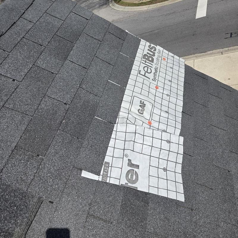 Roofing felt underlayment installation on shingle roof