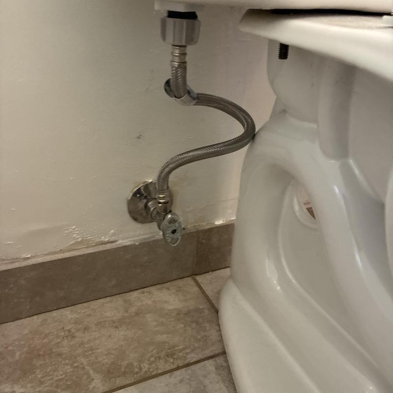 Toilet water supply line and shutoff valve connection