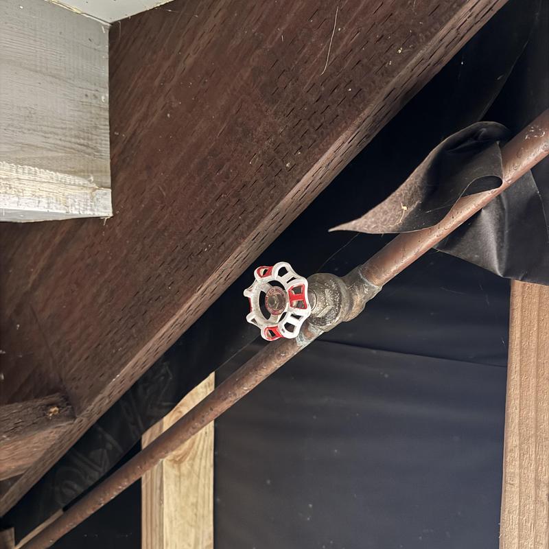 Ball valve on copper water line with strapping