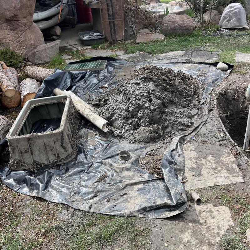 Backflow assembly excavation and plumbing replacement site