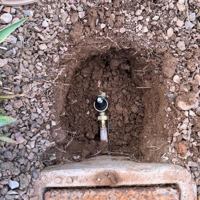 Pressure reducing valve installation near irrigation box