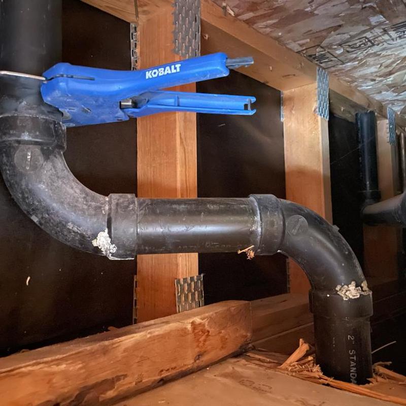 2 inch kitchen ceiling drain line with clamp tool