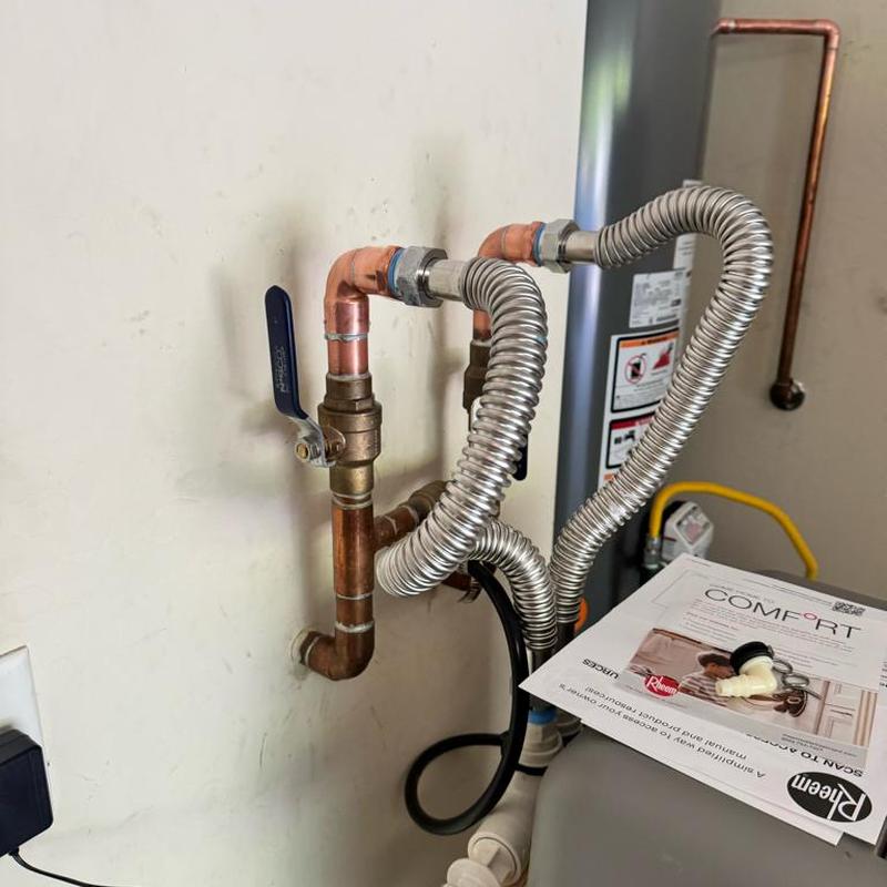 Rheem gas water heater flexible gas line installation