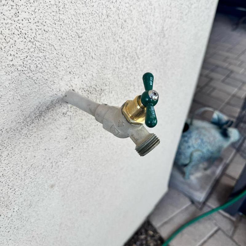 Outdoor hose bib with vacuum breaker and green handle