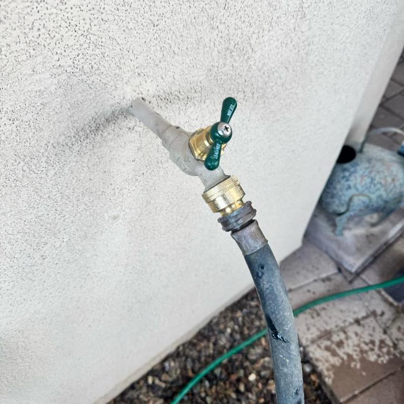Vacuum breaker on front hose bib with garden hose connected