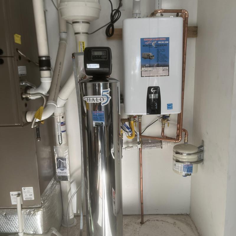 Halo five water conditioner and tankless water heater installation