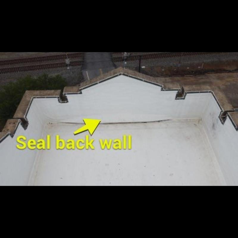 Roof back wall sealant inspection on commercial building Roof back wall sealant inspection on commercial building
