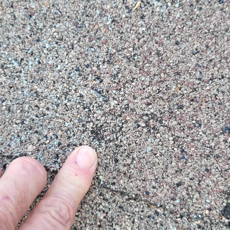 Roof shingles with visible hail damage close-up