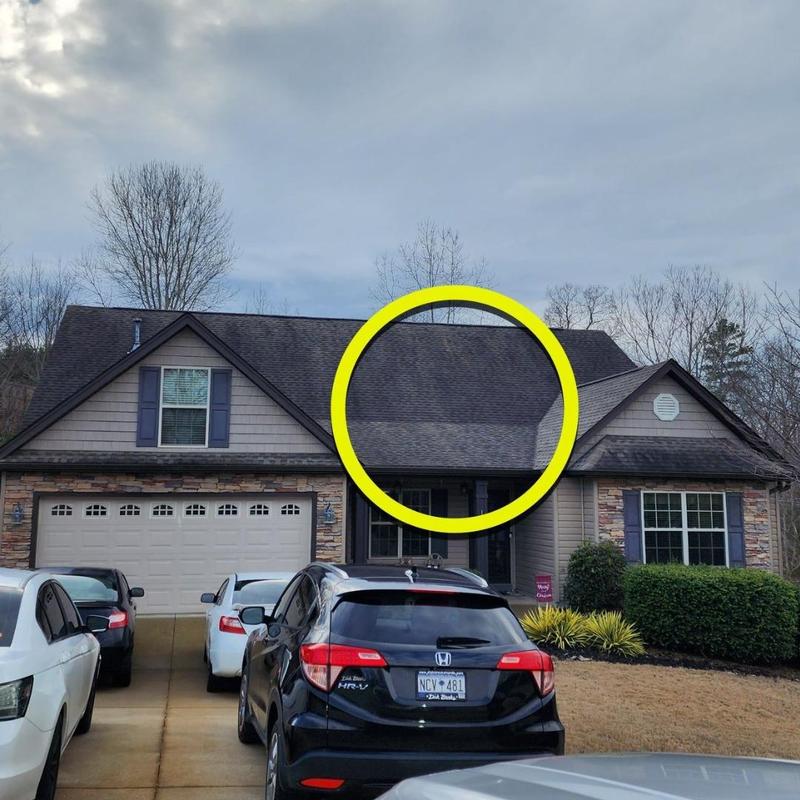 Shingles roof delaminating inspection with circle mark