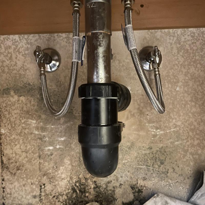 Bathroom sink angle stop valves with new supply lines