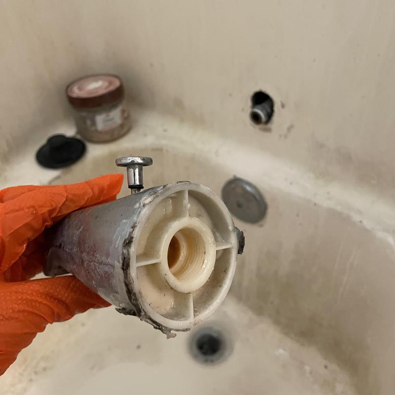 Tub spout removal in bathtub with valve exposed
