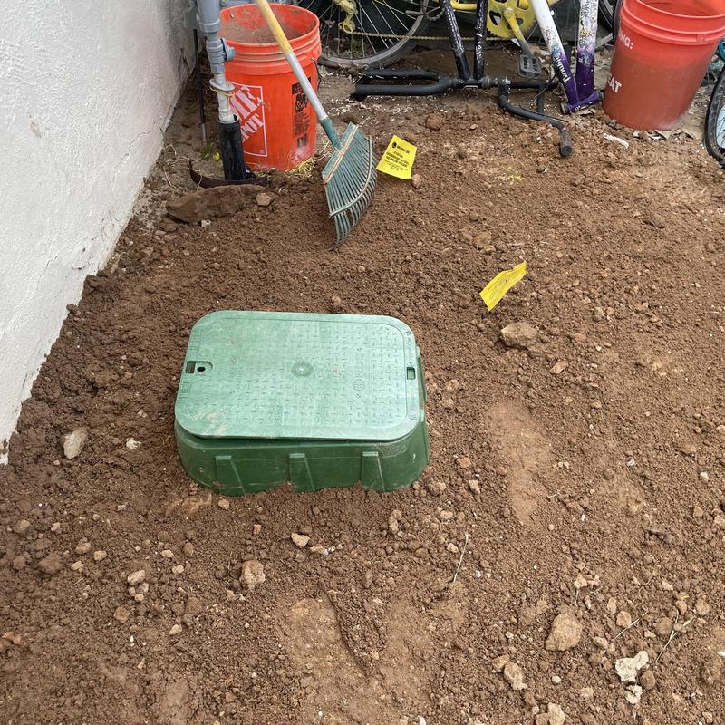 Water meter box with new copper pipe and ball valves