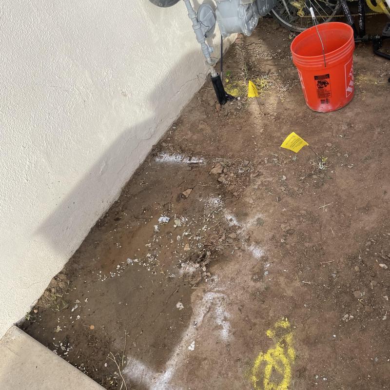 Galvanized and PVC pipe leak excavation with new copper pipe