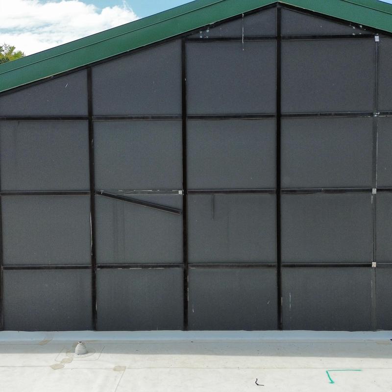 Metal exterior wall panels on commercial building gable end