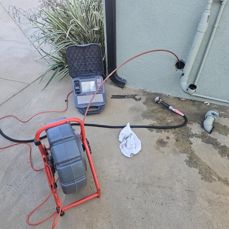 Sewer pipe cable drain cleaning with inspection monitor