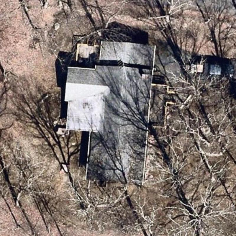 Roof surface aerial inspection with tree shadows Roof surface aerial inspection with tree shadows