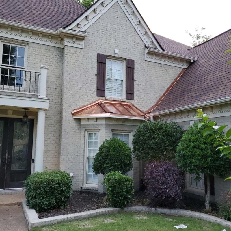 Standing seam copper bay window roof and shingles