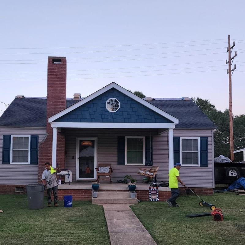 Asphalt shingle roof replacement on residential house