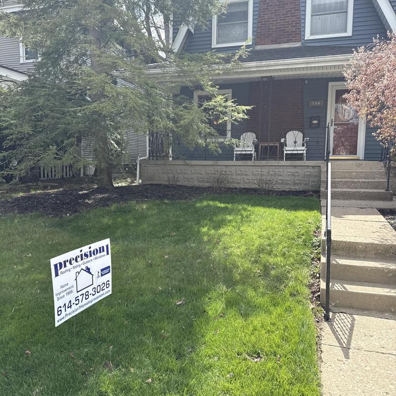 Aluminum fascia and soffit replacement on house front Aluminum fascia and soffit replacement on house front