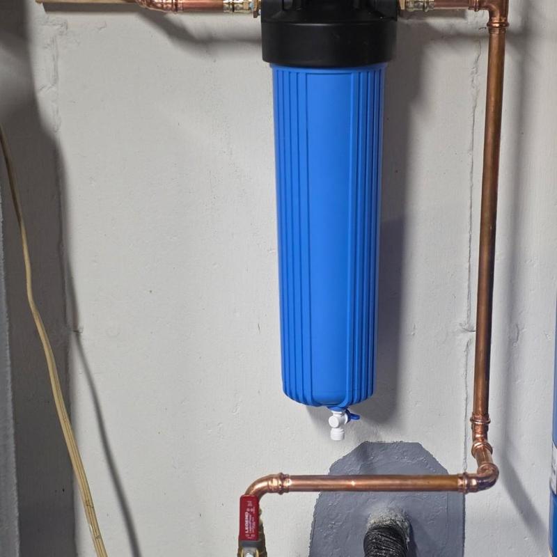 Sediment water filter installation with copper piping