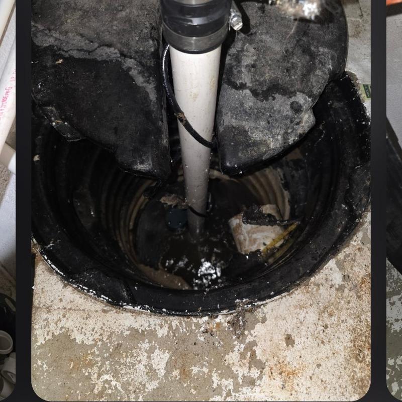 Sump pump basin with discharge pipe and check valve replacing