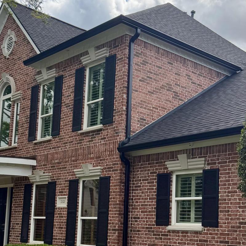 Tamko Titan XT Rustic Black roof with black gutters