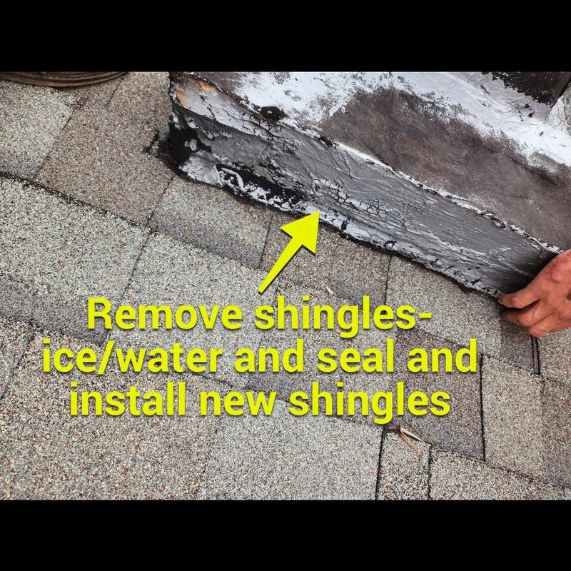 Roof shingles and flashing repair with sealing