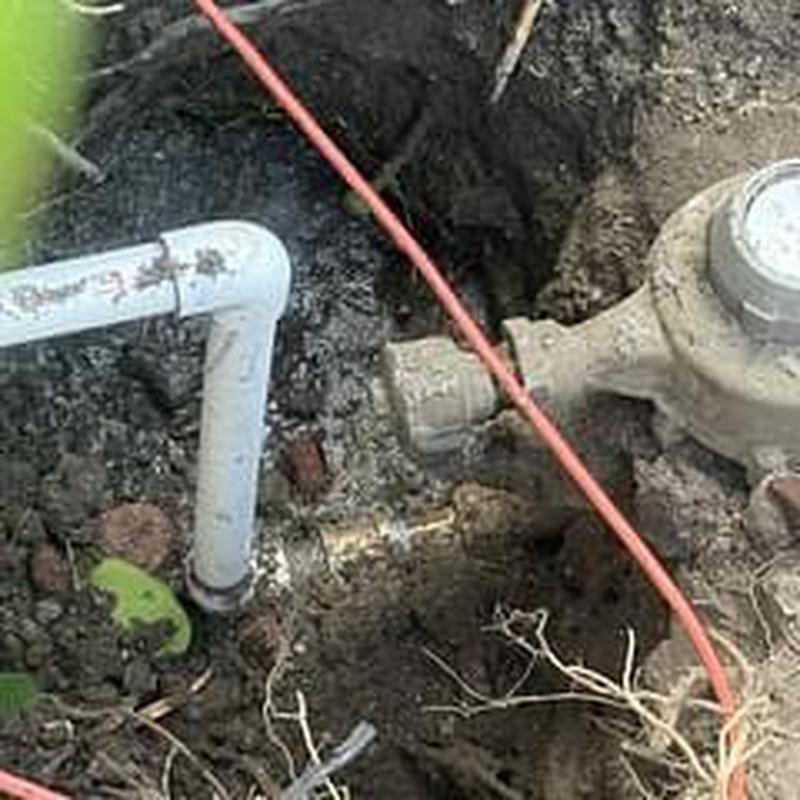 Schedule 40 PVC pipe connected to water meter and copper line