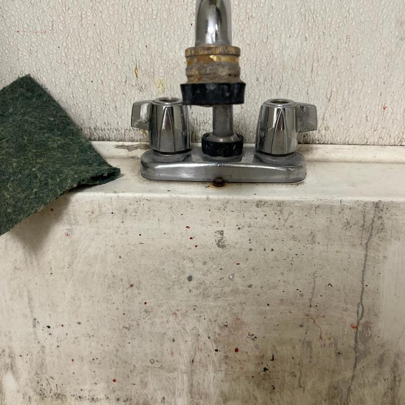 Utility sink faucet with water supply lines replaced