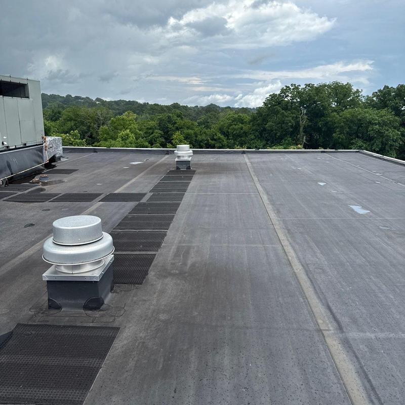 Commercial roof membrane with hail damage inspection