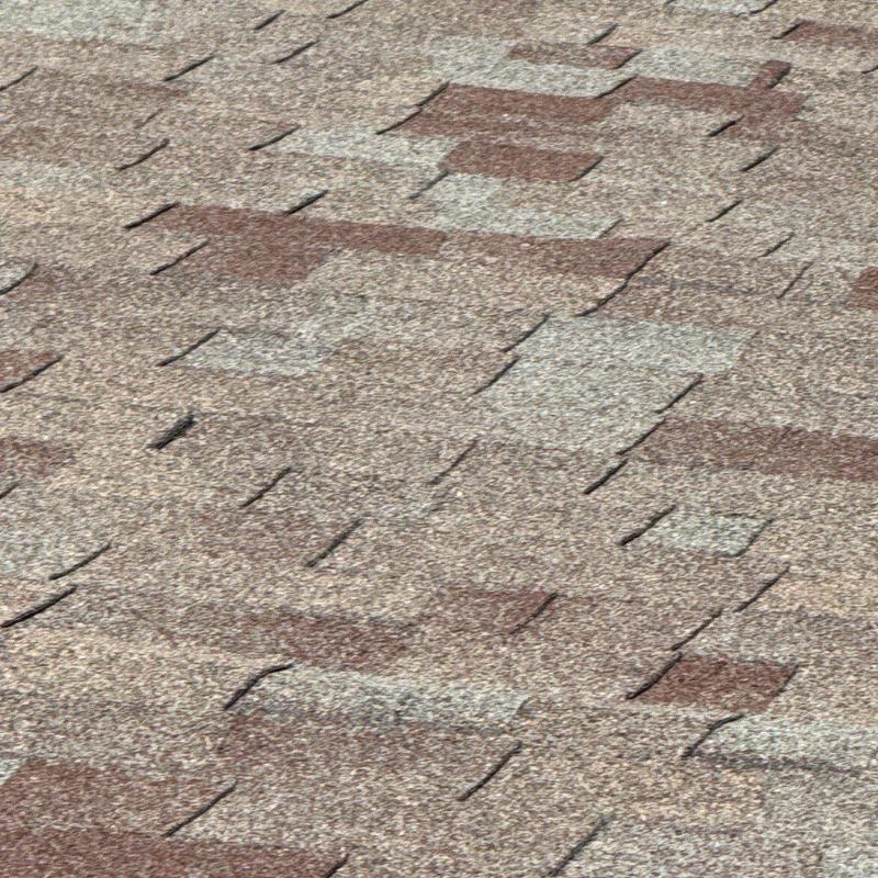 Asphalt roofing shingles with hail damage and wear