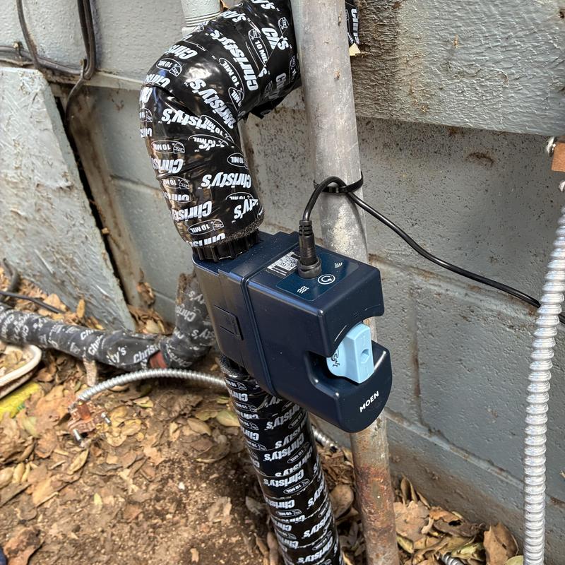 Moen flow emergency shut off valve installed on pipe
