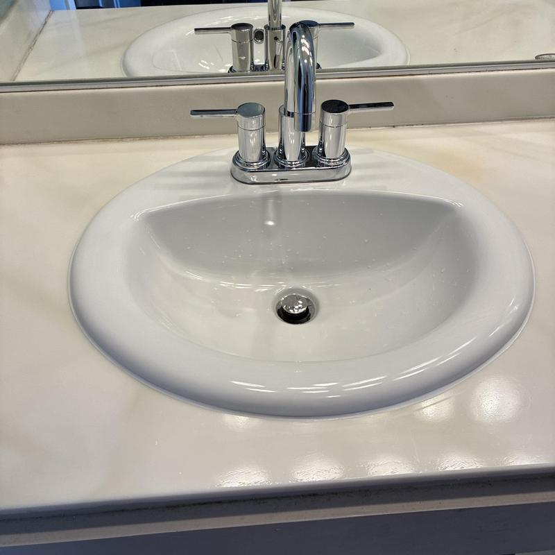 Bathroom sink and chrome faucet installation San Francisco