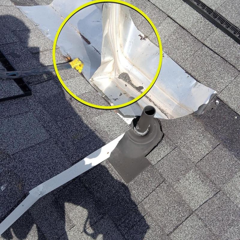 Metal roof flashing installation on shingle roof