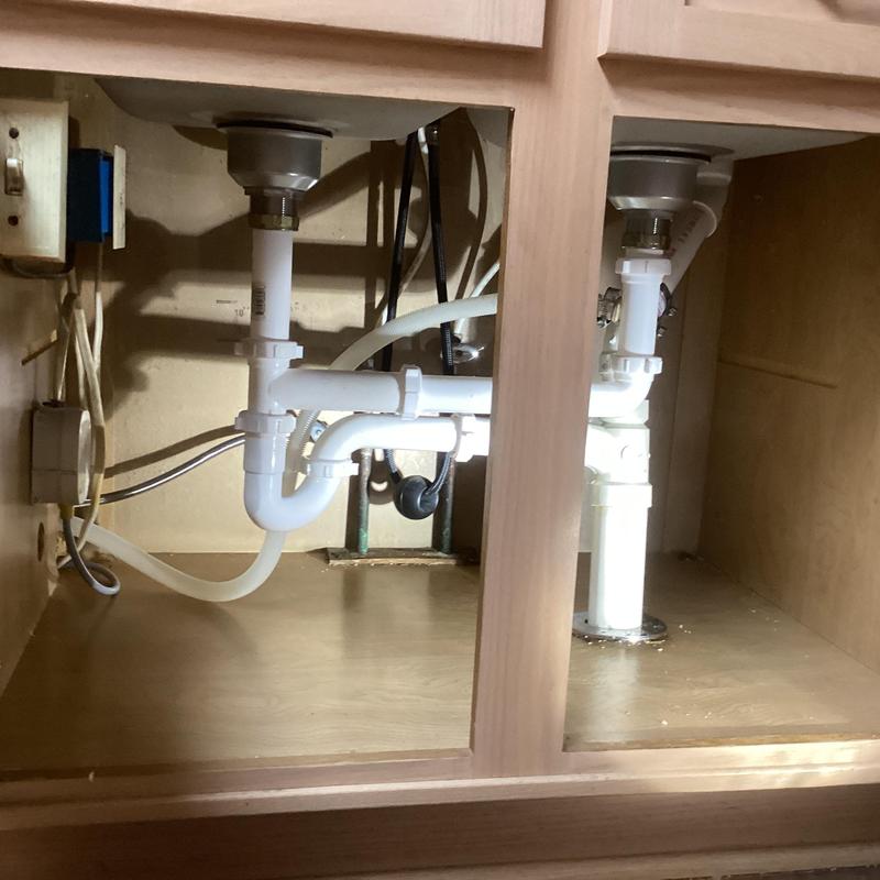 Kitchen sink PVC drain pipes and vent installation