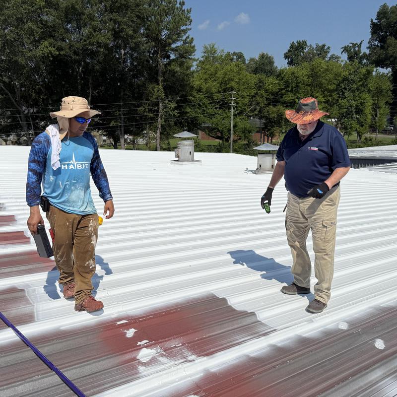 Metal roof acrylic coating application inspection Metal roof acrylic coating application inspection