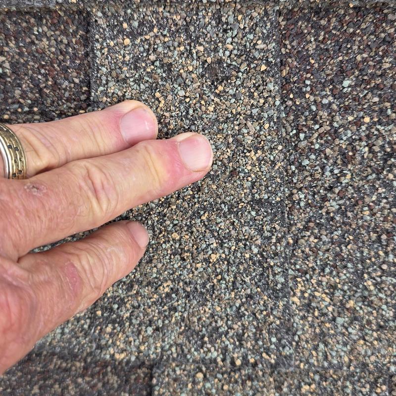 Roof shingle hail damage inspection with fingers