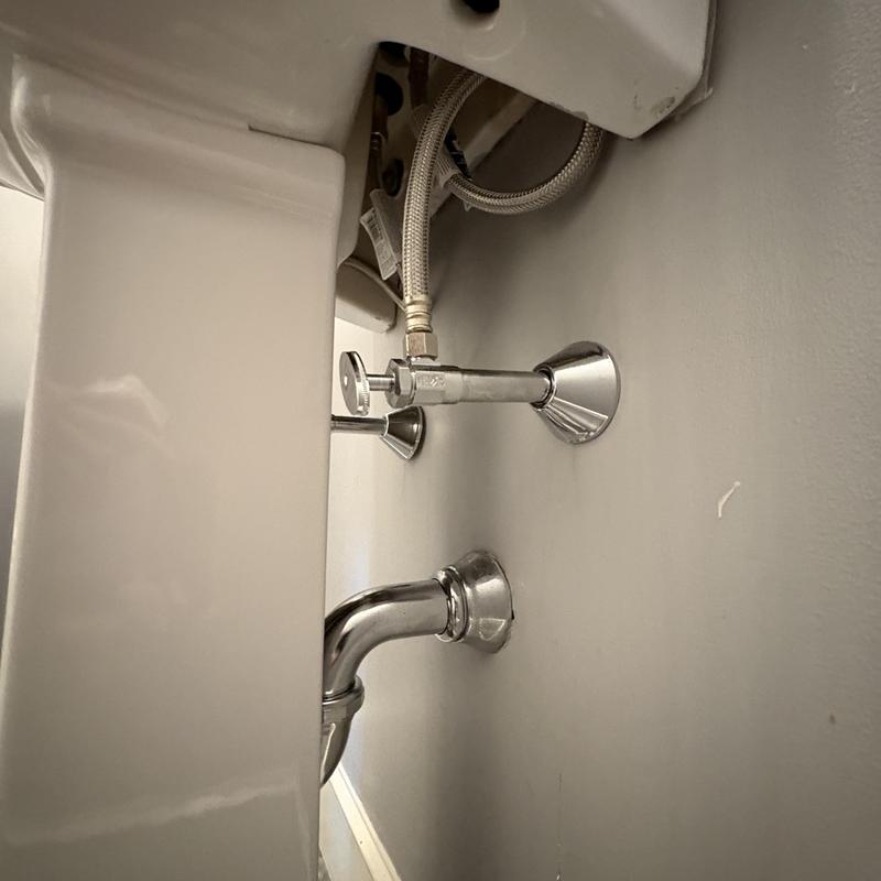 Kohler faucet with emergency shutoff valves and P-trap Kohler faucet with emergency shutoff valves and P-trap
