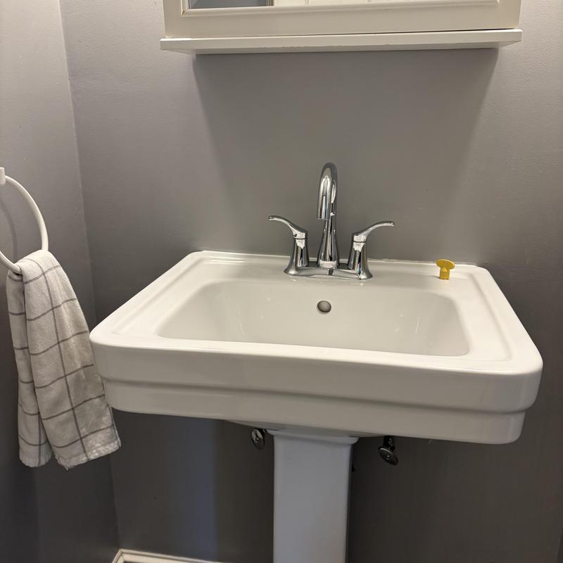 Pedestal sink with chrome faucet and new shutoffs Pedestal sink with chrome faucet and new shutoffs