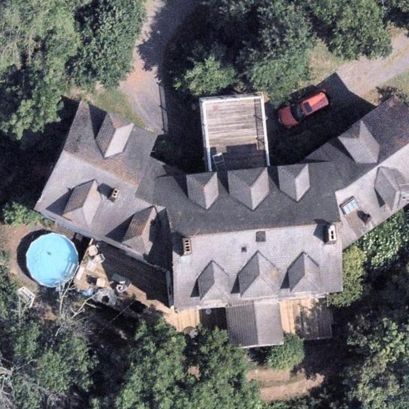 Asphalt shingle roof aerial inspection with pool nearby Asphalt shingle roof aerial inspection with pool nearby