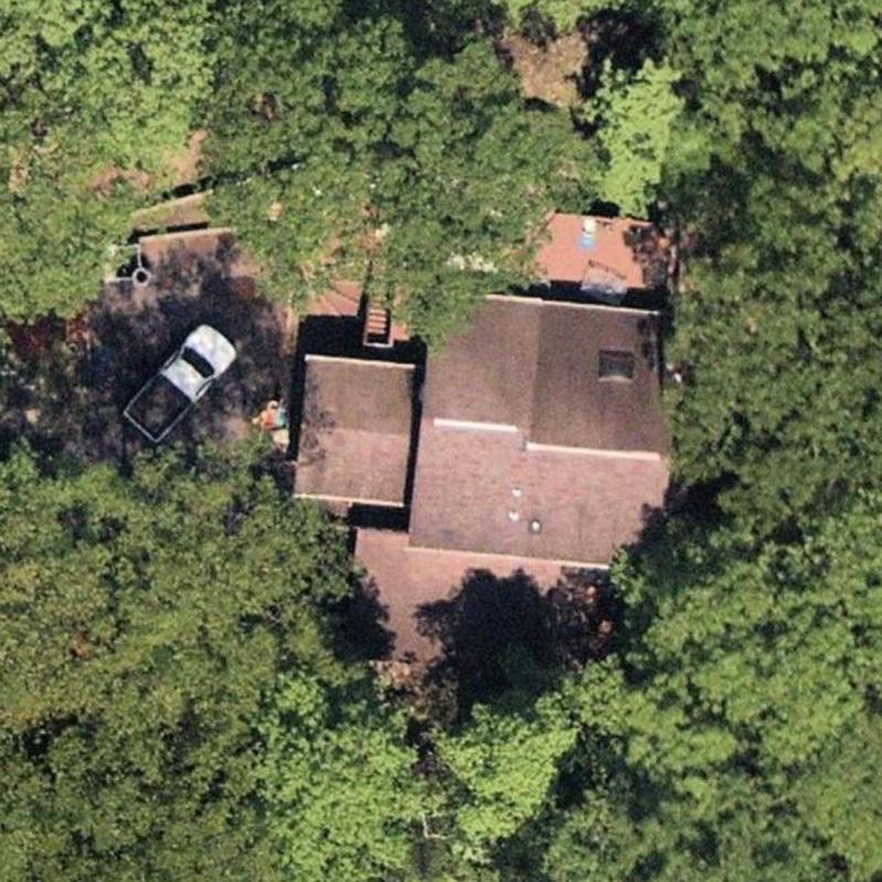 Roof inspection showing tree coverage over house Roof inspection showing tree coverage over house