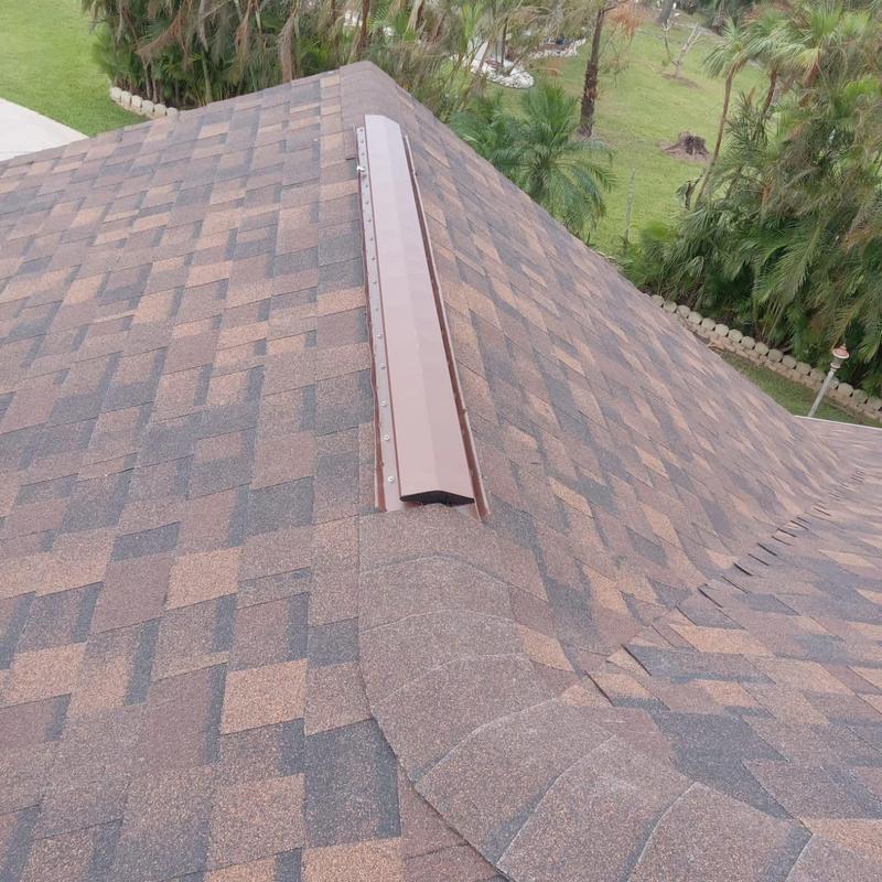 Owens Corning shingle roof with ridge vent, Punta Gorda