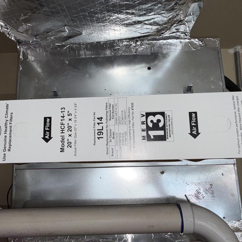 MERV 13 air filter box near HVAC system components