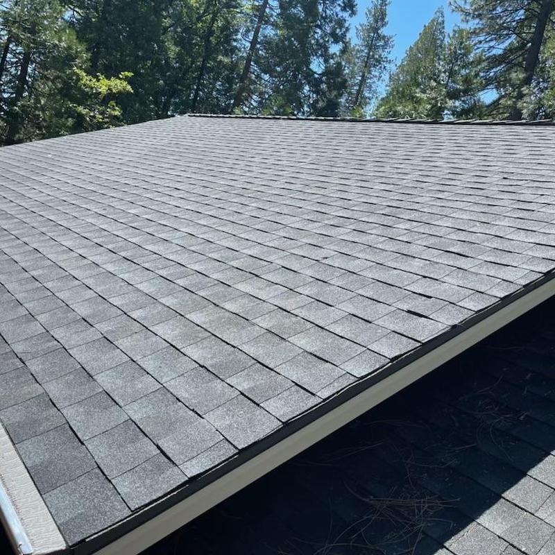 Asphalt shingle roof with storm damage repair in Arnold CA