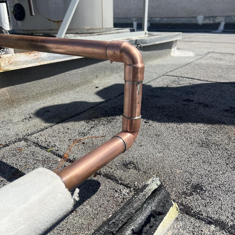 Copper boiler recirculating line with new fittings Copper boiler recirculating line with new fittings