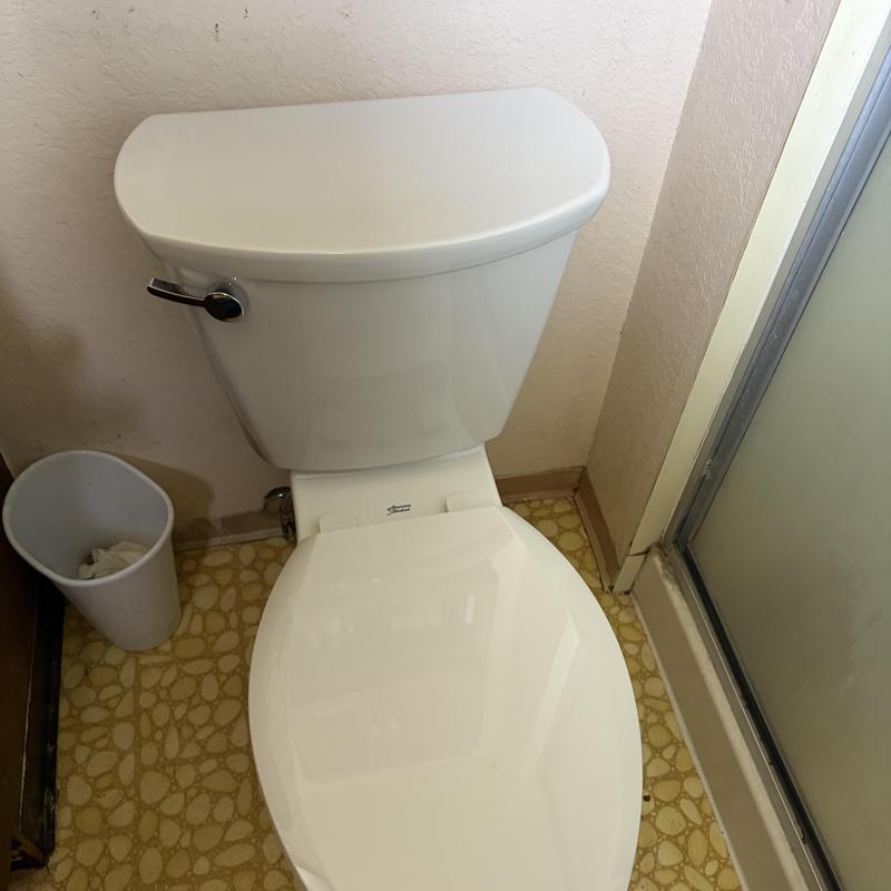 Comfort height elongated toilet installation and leak fix
