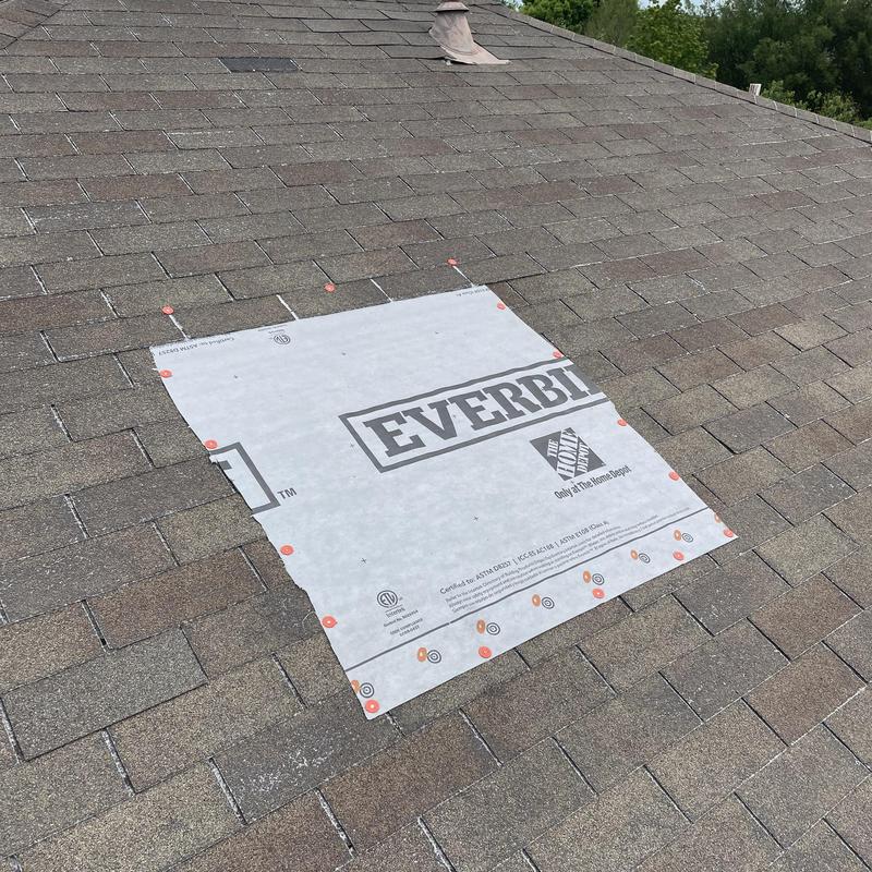 Temporary roof underlayment patch over shingle leak