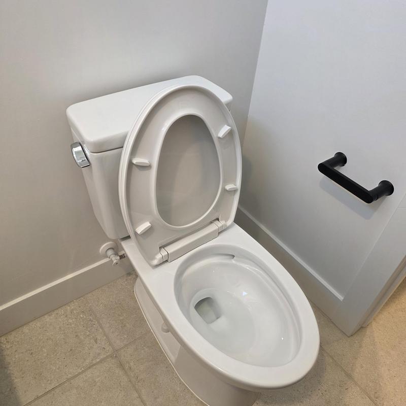 Toto Drake tornado flush toilet with open lid installed