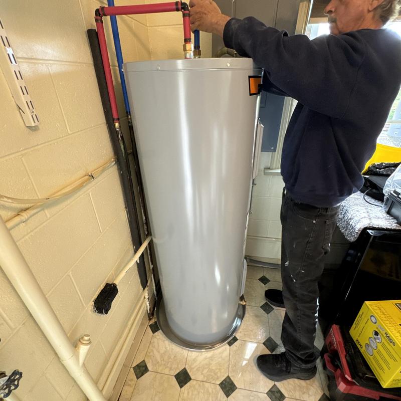 50-Gallon State water heater installation in utility room
